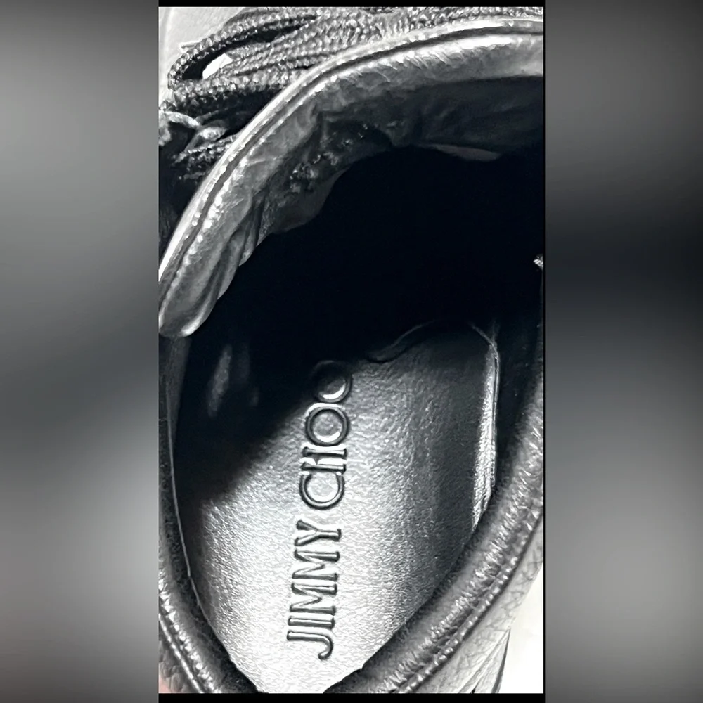 Jimmy Choo Belgravi Black High Top Sneakers Size 43 US Size 10 - Picture 7 of 8